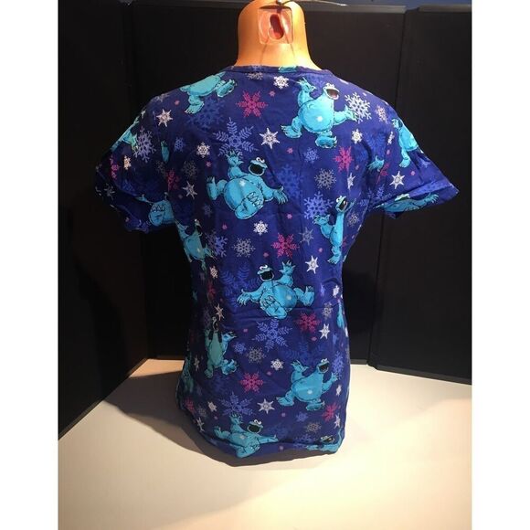 Cookie Monster Sesame Street Scrub Top Size Small - Picture 5 of 11